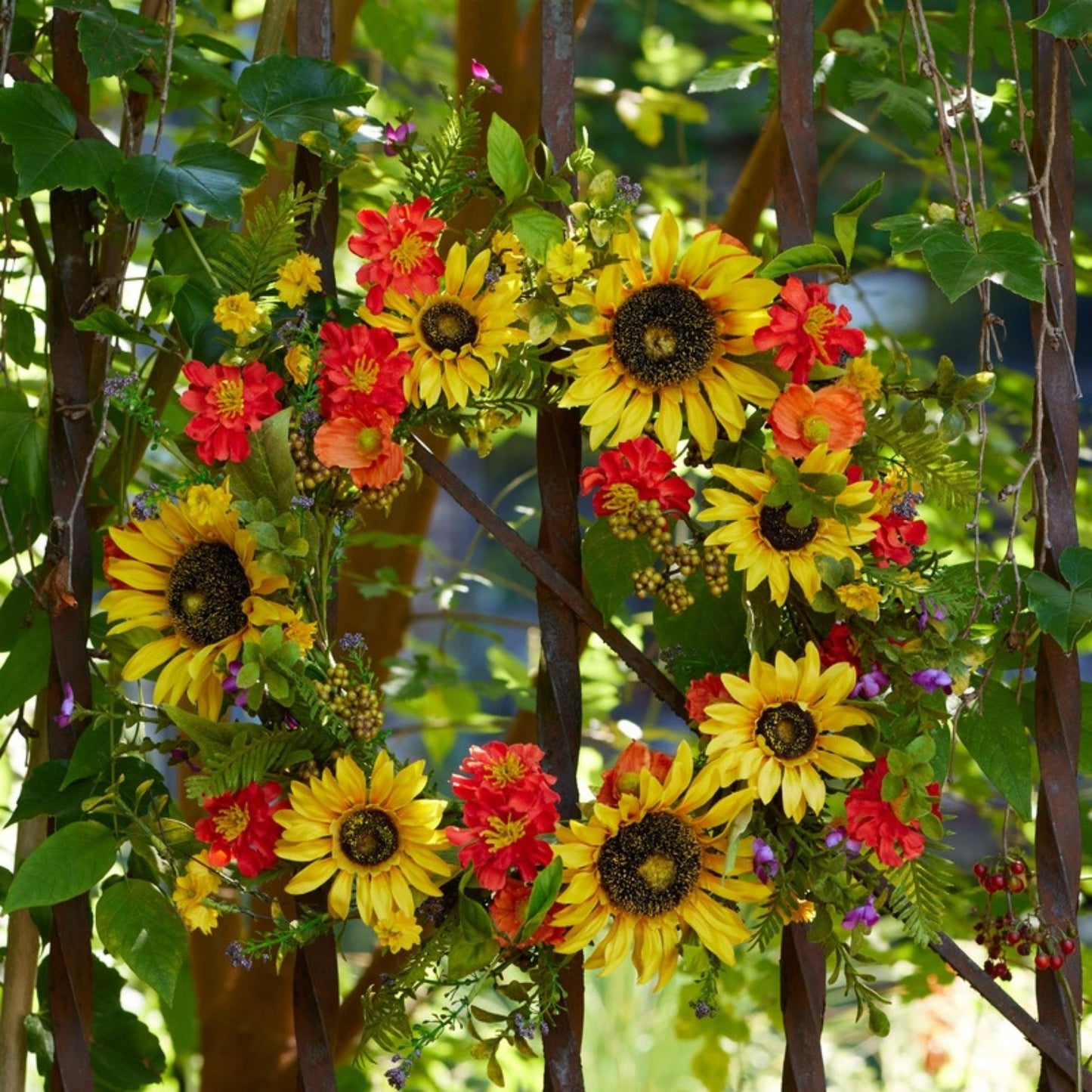 Mixed Sunflower Floral Wreath 22"D