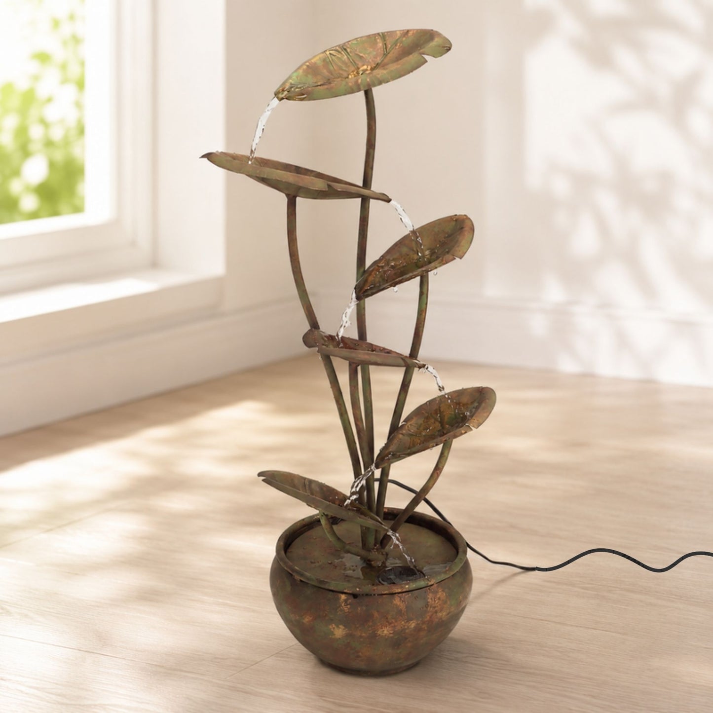 Bronze Metal Lotus Leaf Fountain 30.5"H