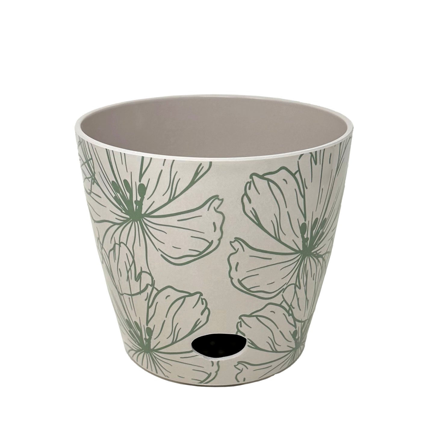 7" Green Flower Round Self-Watering Bamboo Pot