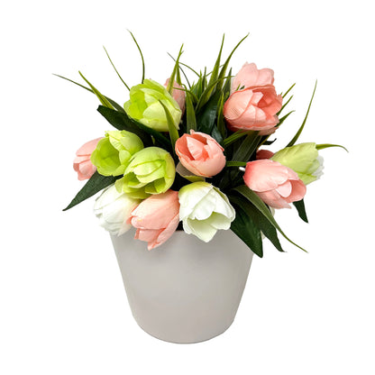 7" Cream Round Self-Watering Bamboo Pot