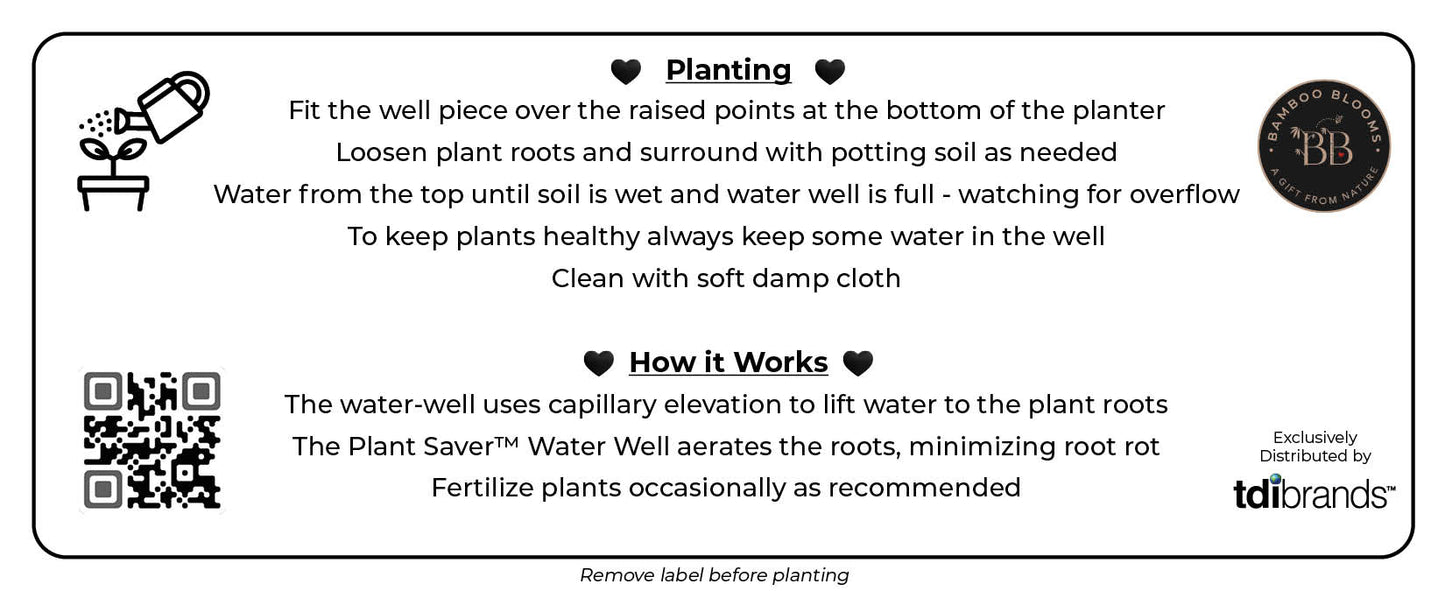 16" Flowers Rectangular Self-Watering Bamboo Planter