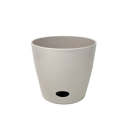 5" Cream Round Self-Watering Bamboo Pot