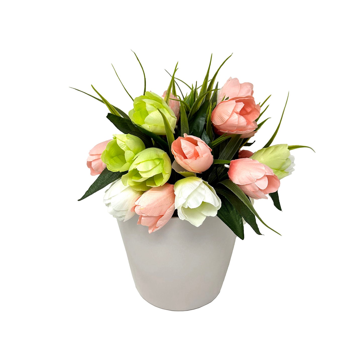 5" Cream Round Self-Watering Bamboo Pot