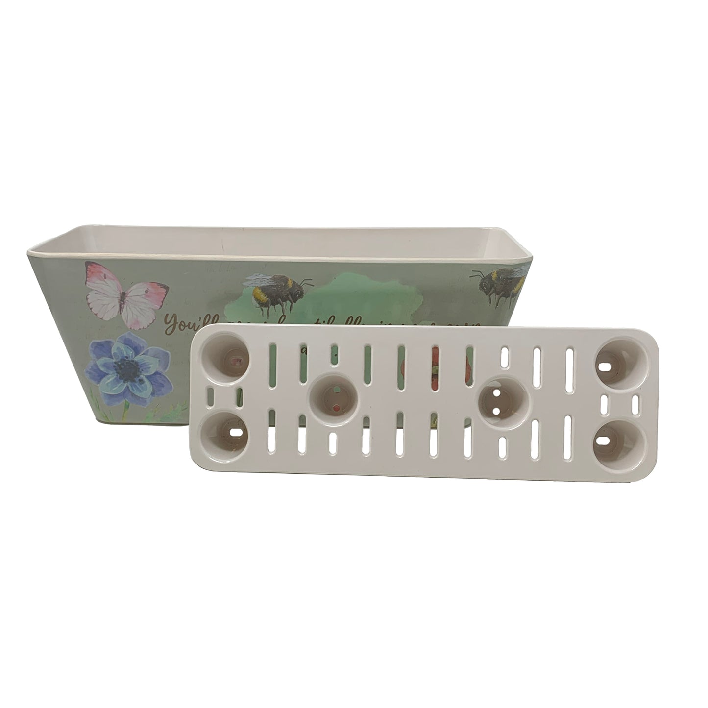 16" Flowers Rectangular Self-Watering Bamboo Planter