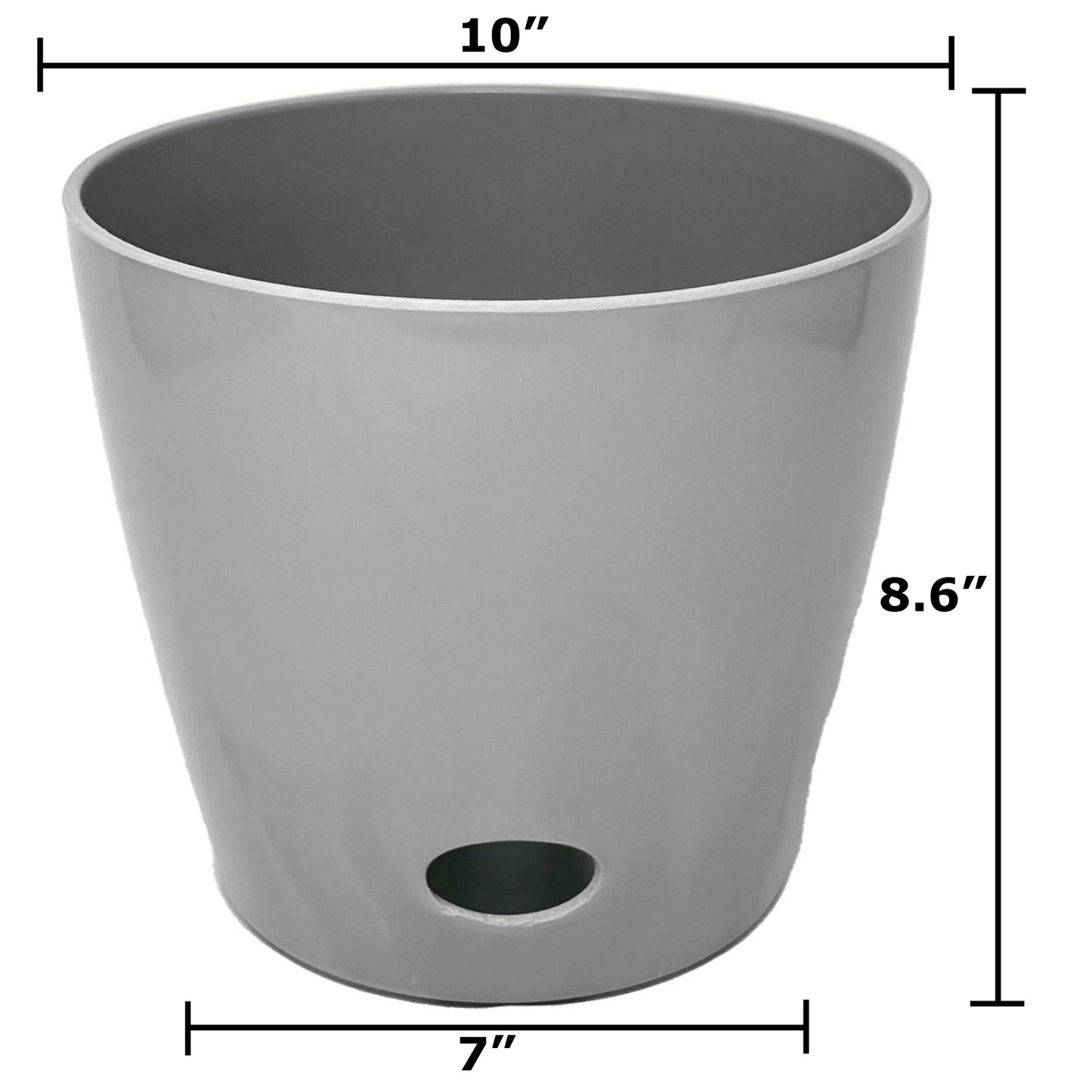 10" Gray Round Self-Watering Bamboo Pot