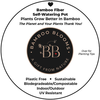 7" Indigo Flower Round Self-Watering Bamboo Pot
