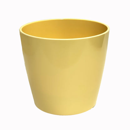 7" Pale Yellow Round Self-Watering Bamboo Pot