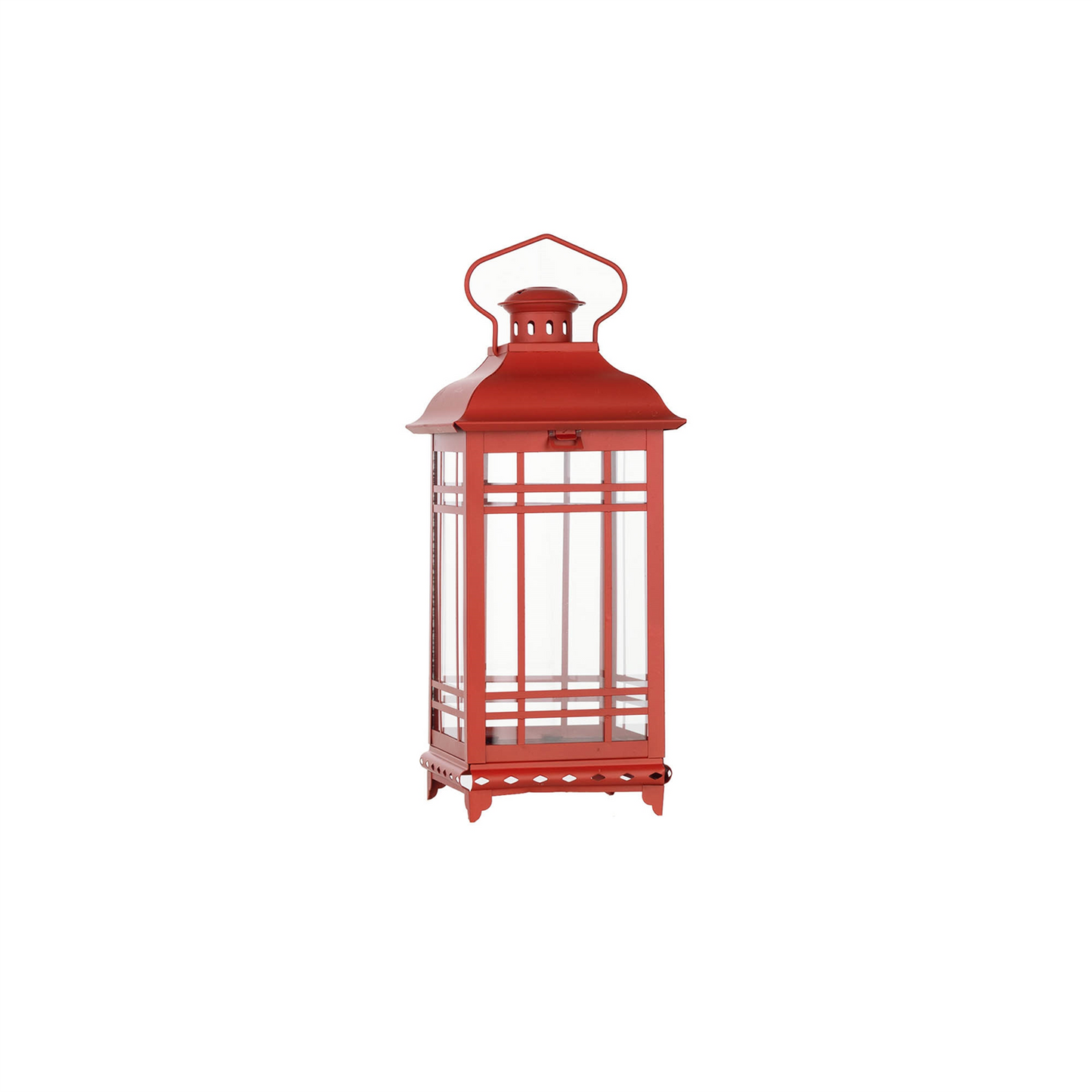 Traditional Red Metal Lantern (Set of 3)