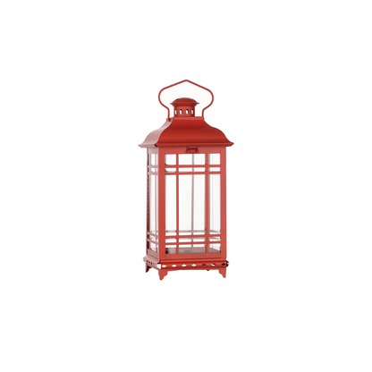 Traditional Red Metal Lantern (Set of 3)