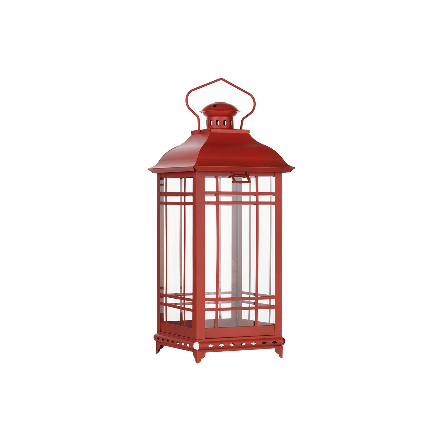 Traditional Red Metal Lantern (Set of 3)