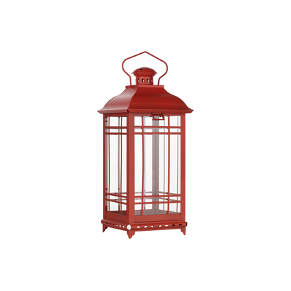 Traditional Red Metal Lantern (Set of 3)