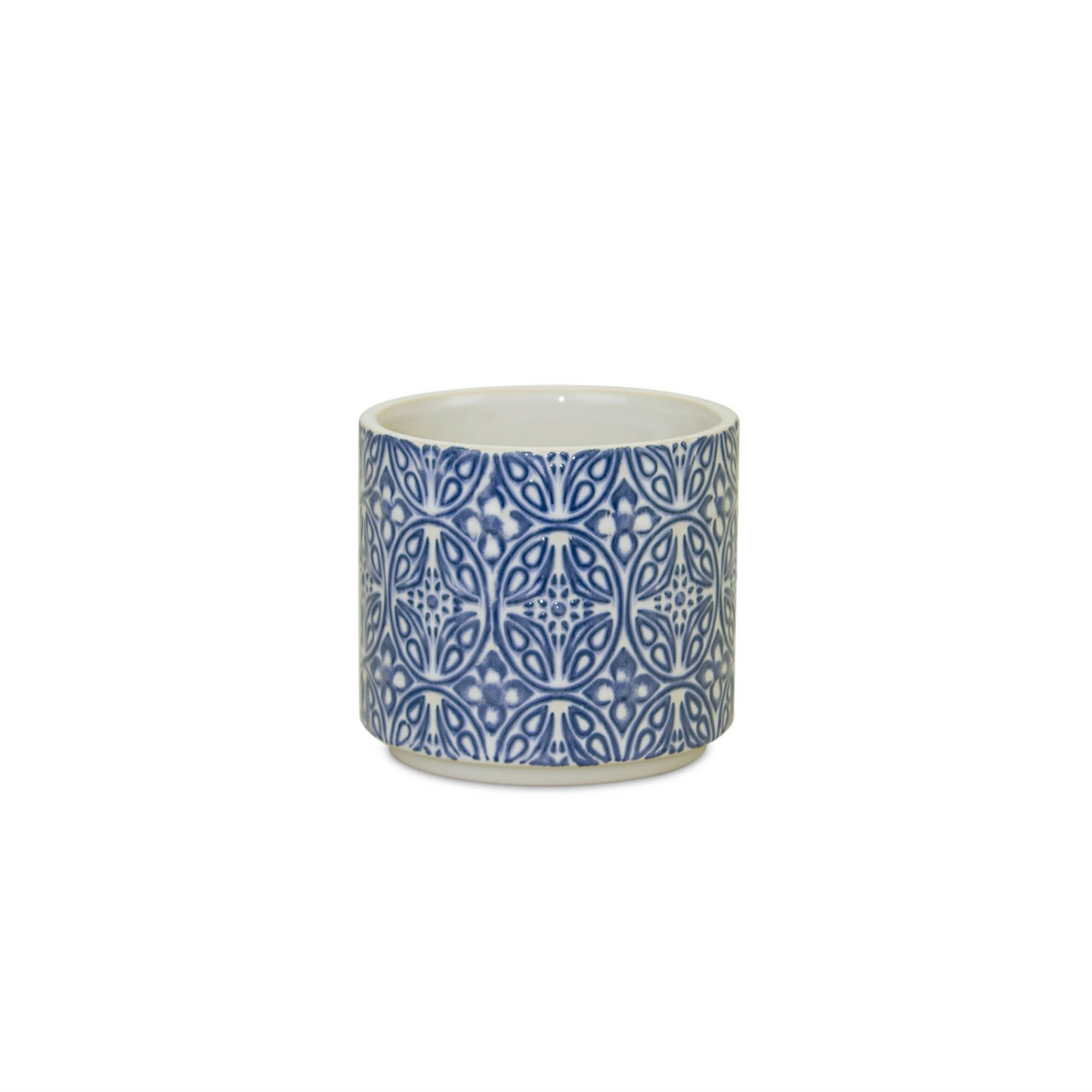 Ornamental Blue and White Ceramic Pot (Set of 2)