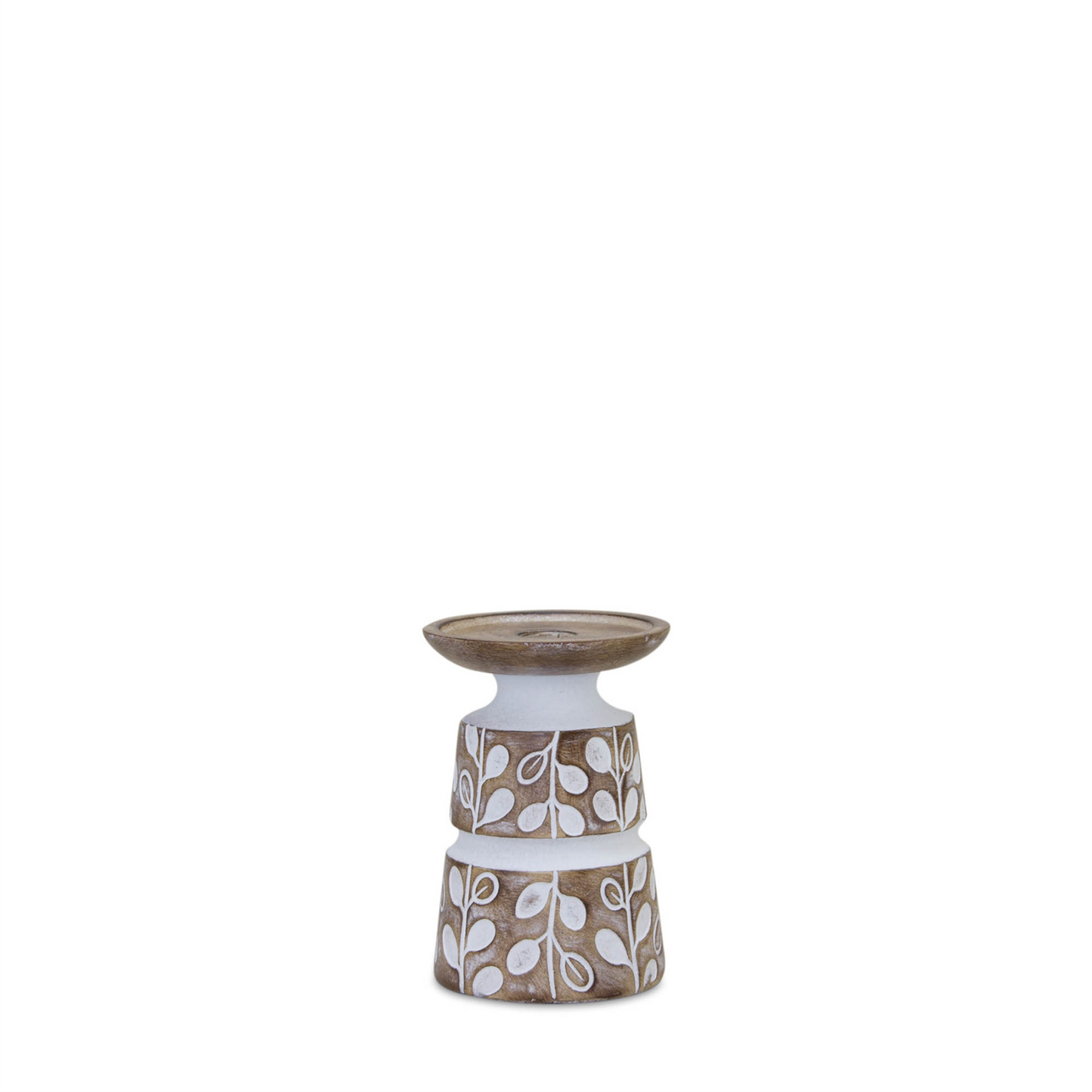Leaf Pattern Candle Holder with Wood Design (Set of 3)