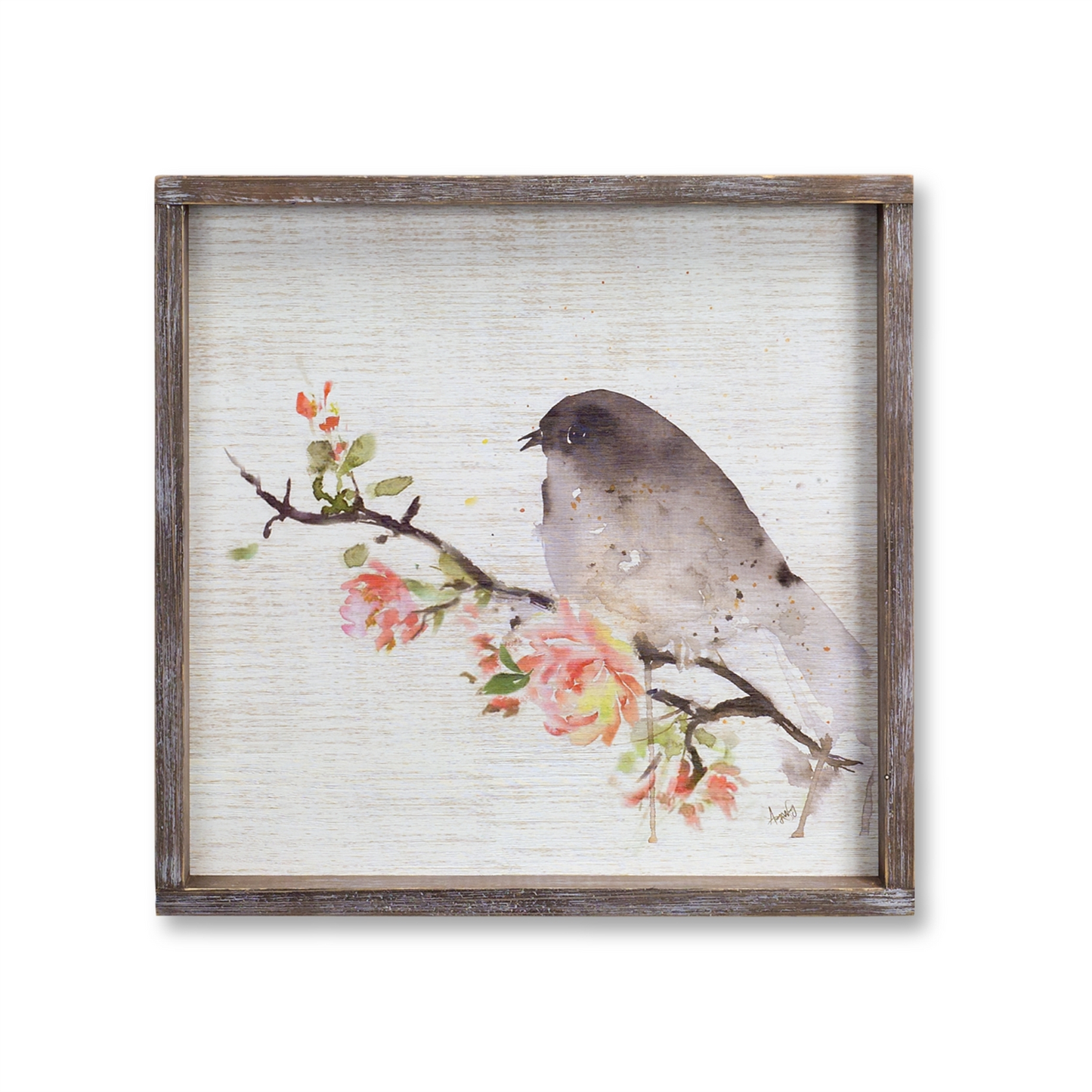 Wood Framed Watercolor Bird Plaque (Set of 2)