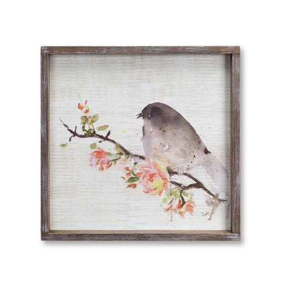 Wood Framed Watercolor Bird Plaque (Set of 2)