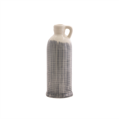 Terra Cotta Jug Vase with Navy Criss Cross Pattern (Set of 3)