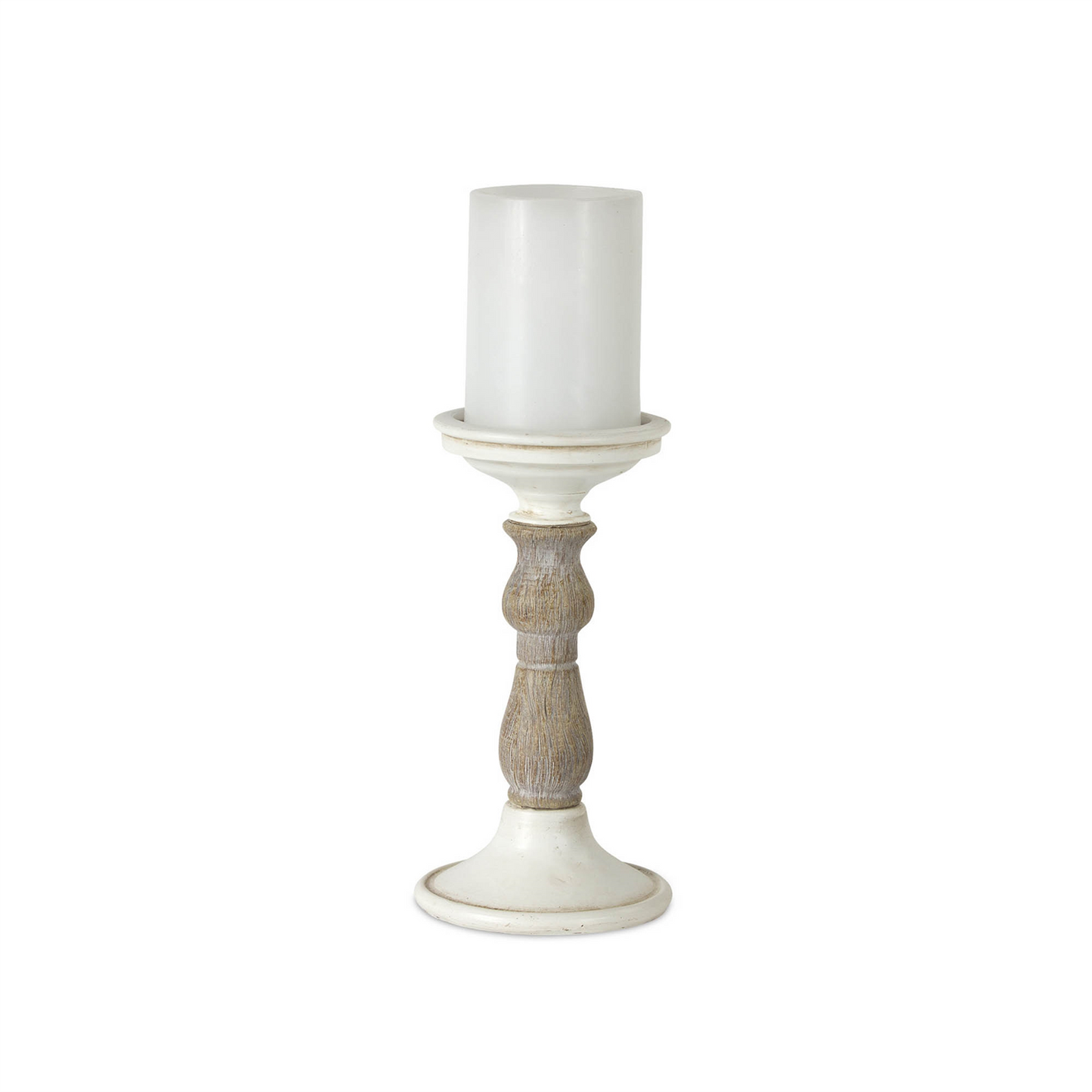 Ivory Candle Holder with Wood Accent (Set of 3)