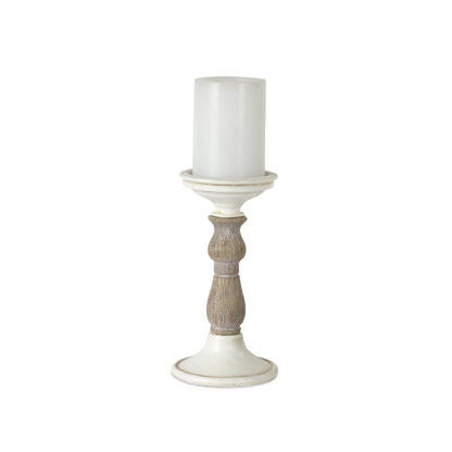 Ivory Candle Holder with Wood Accent (Set of 3)