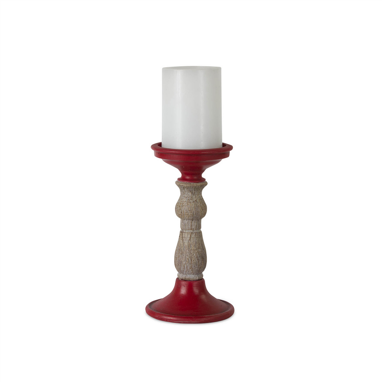 Red Candle Holder with Wood Accent (Set of 3)