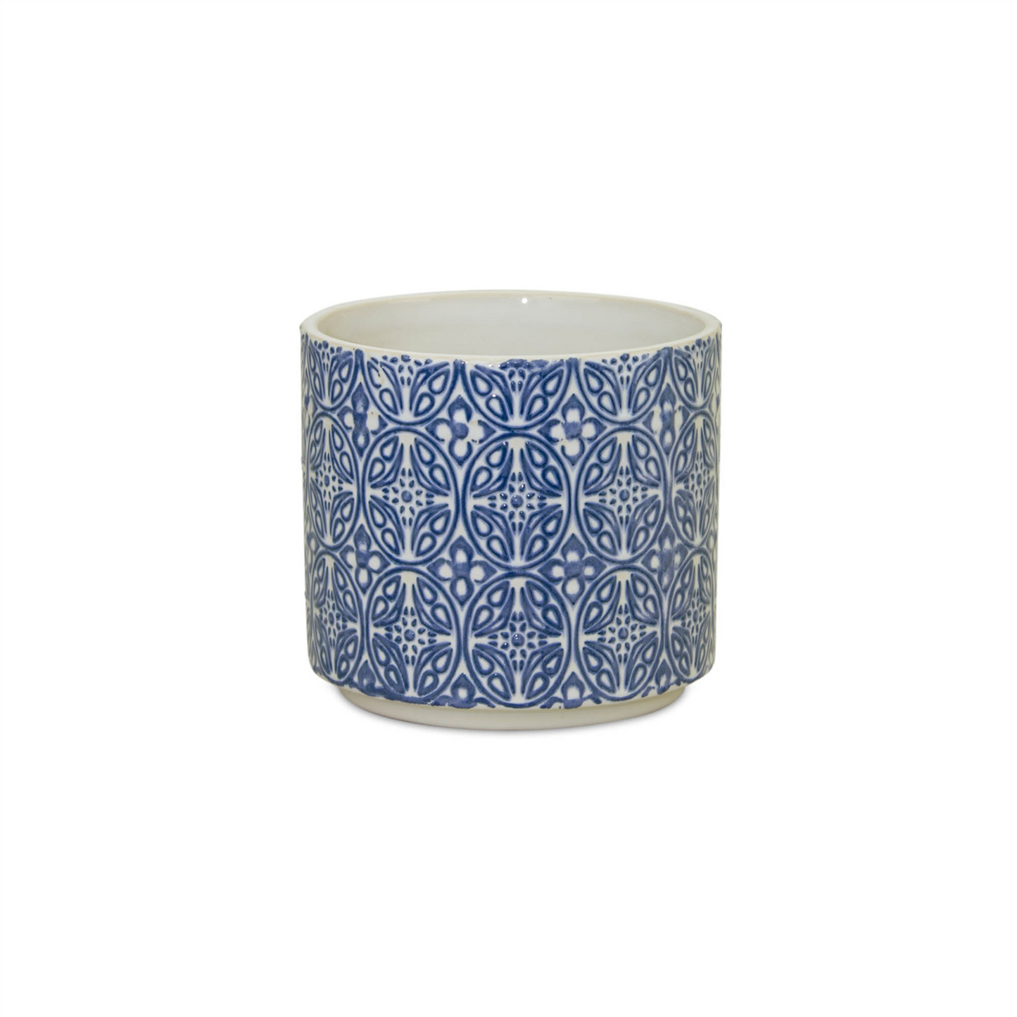 Ornamental Blue and White Ceramic Pot (Set of 2)