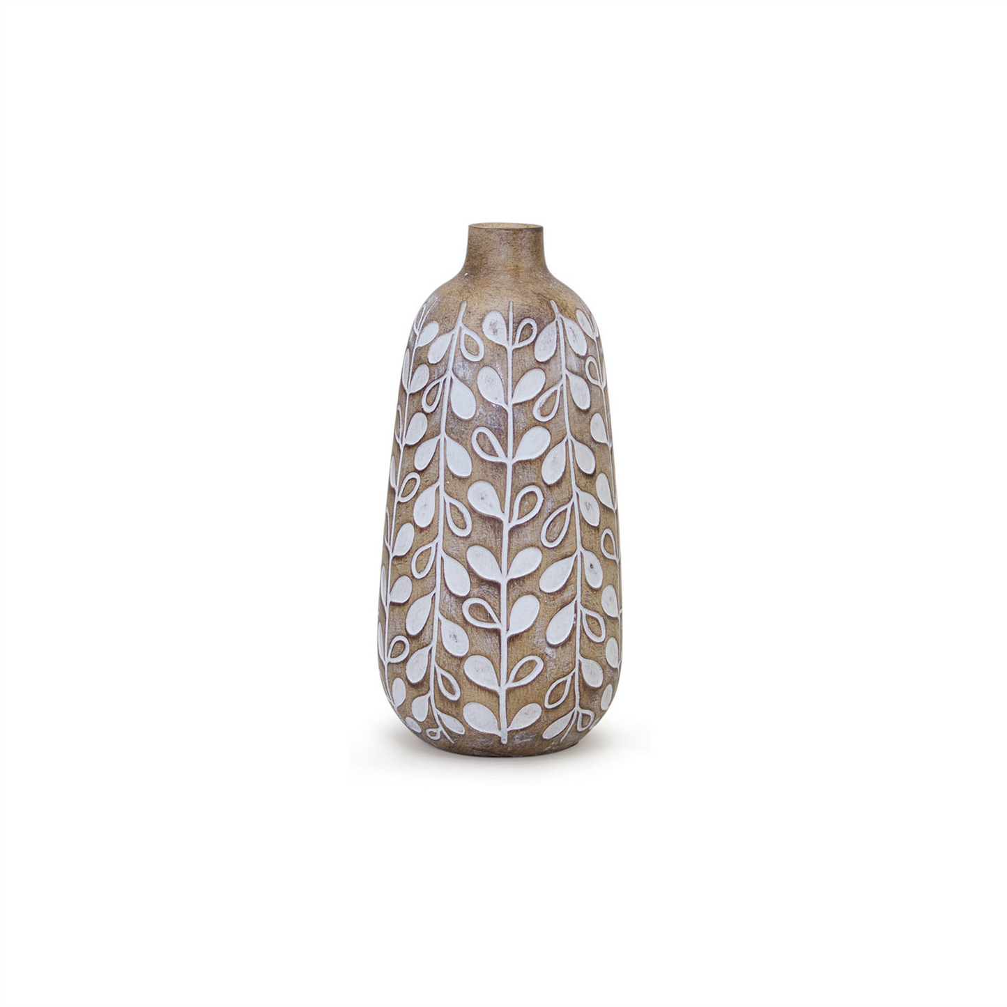 Leaf Print Vase with Wood Design (Set of 3)
