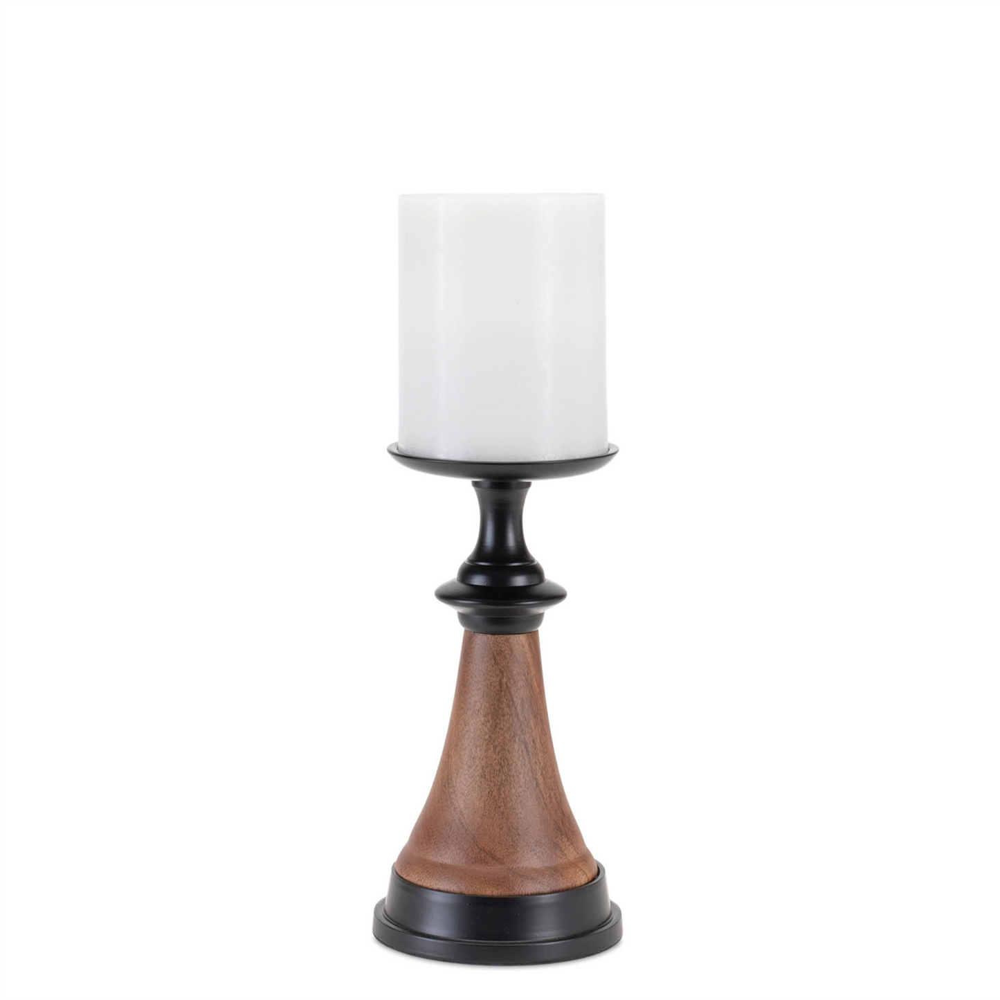 Tapered Wood and Metal Candle Holder (Set of 2)
