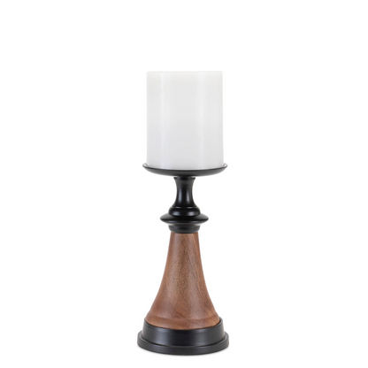 Tapered Wood and Metal Candle Holder (Set of 2)