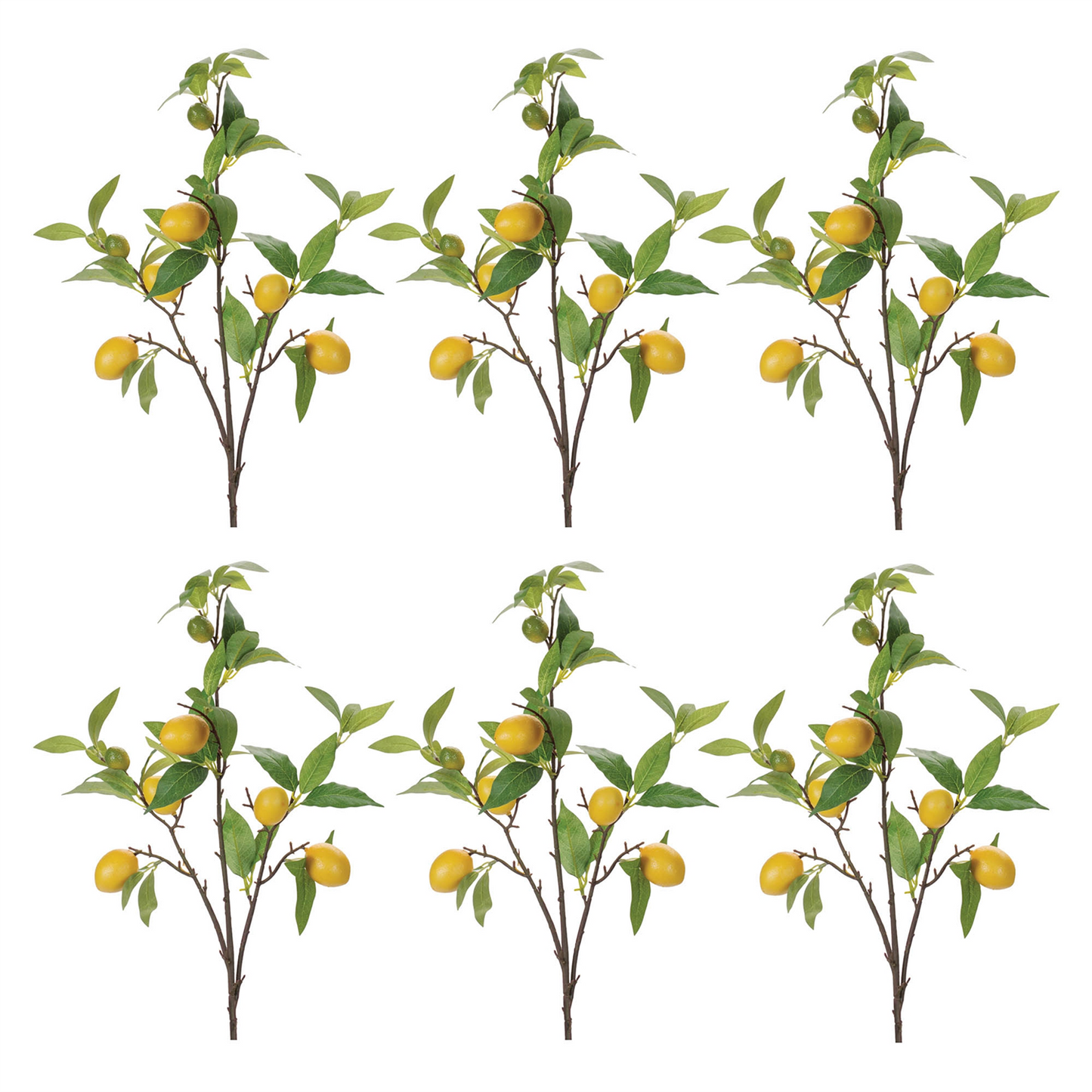 Lemon Fruit Foliage Branch (Set of 6)