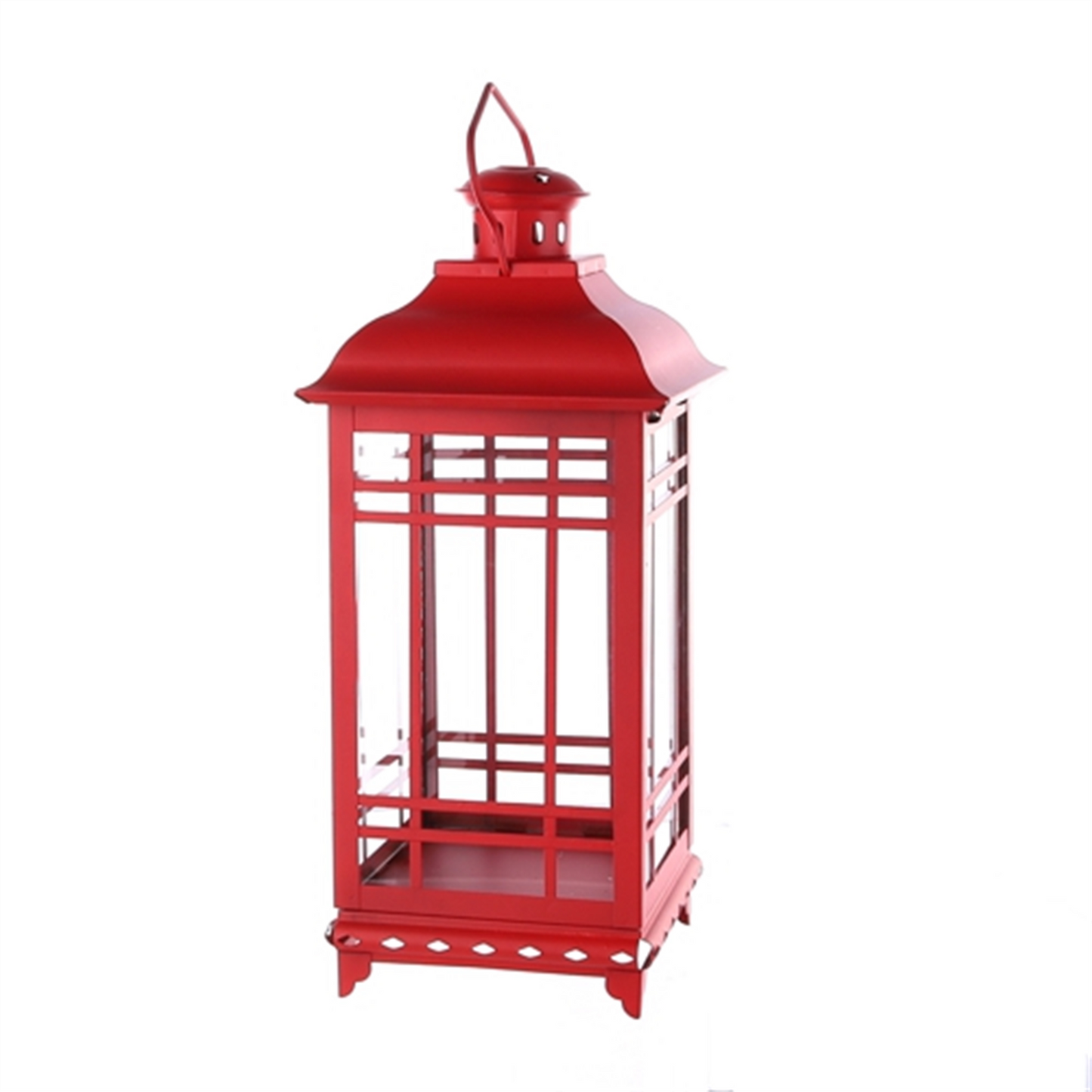 Traditional Red Metal Lantern (Set of 3)
