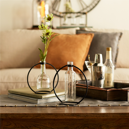 Modern Hanging Bottle Vase in Circle Stand (Set of 4)