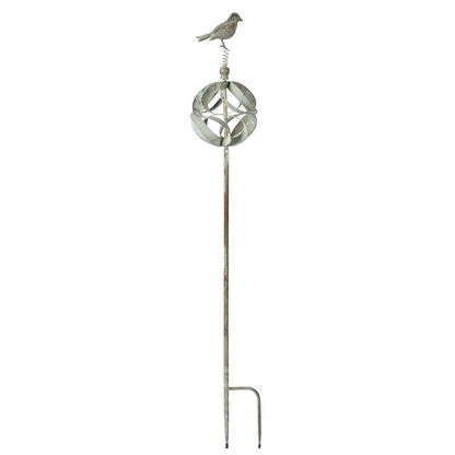 Ornamental Metal Garden Stake with Bird and Insect Accents (Set of 3)