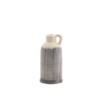 Terra Cotta Jug Vase with Navy Criss Cross Pattern (Set of 3)