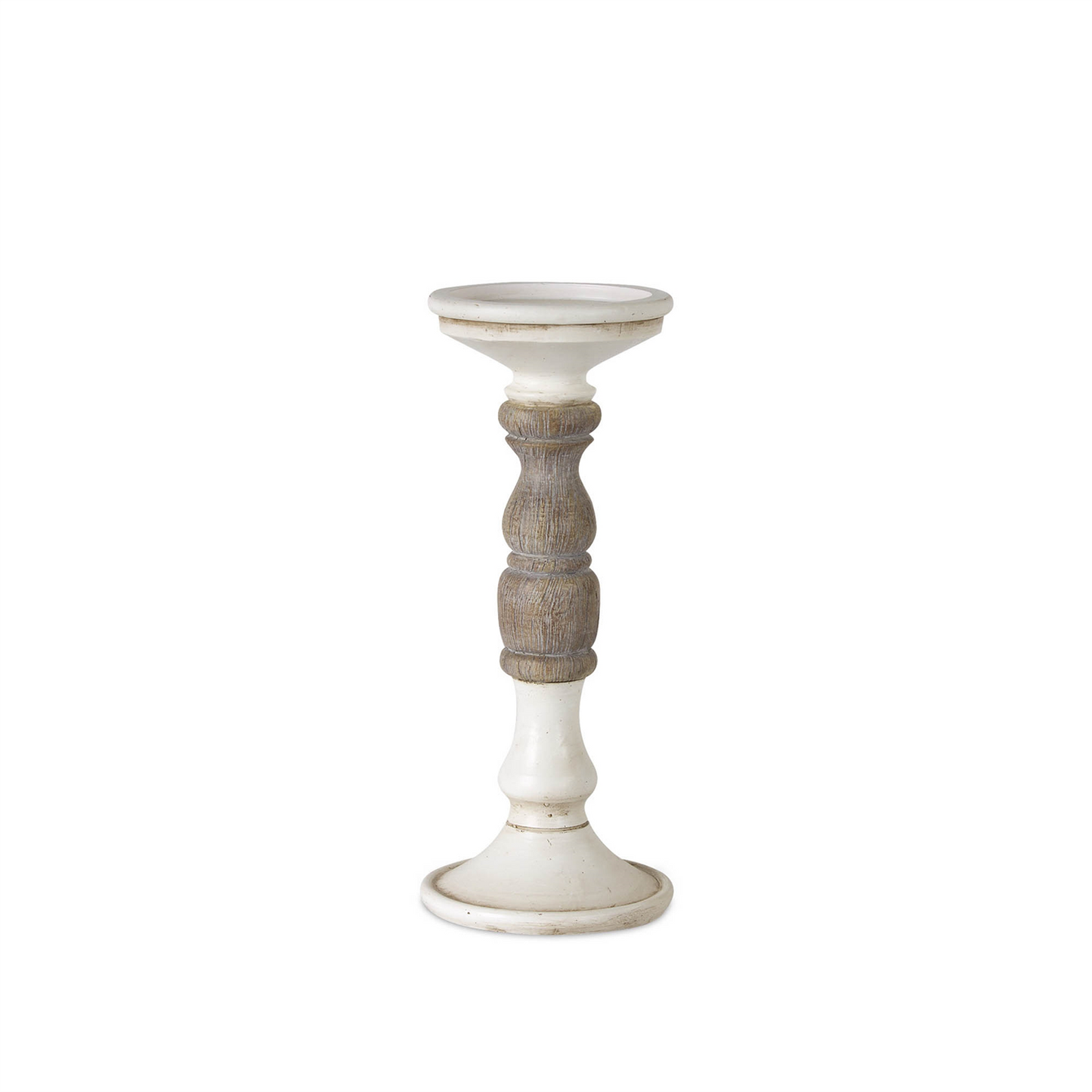Ivory Candle Holder with Wood Accent (Set of 3)