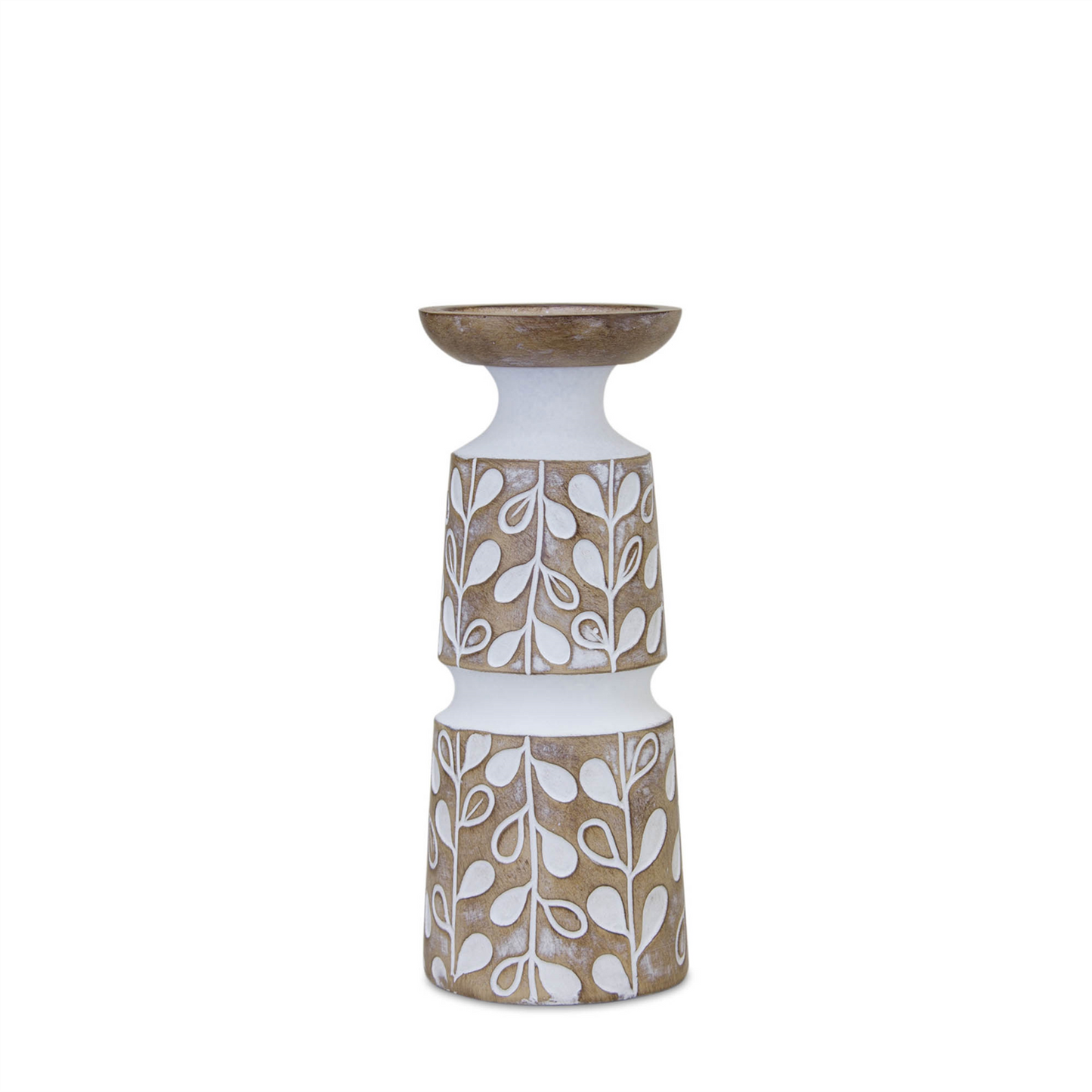 Leaf Pattern Candle Holder with Wood Design (Set of 3)