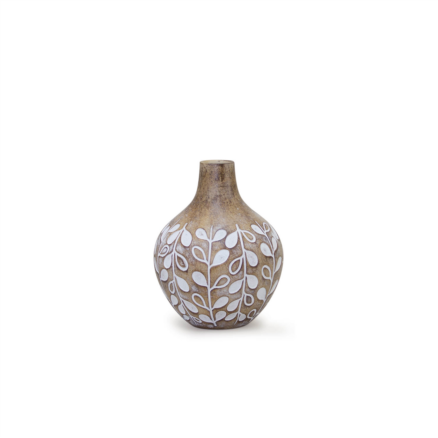Leaf Print Vase with Wood Design (Set of 3)