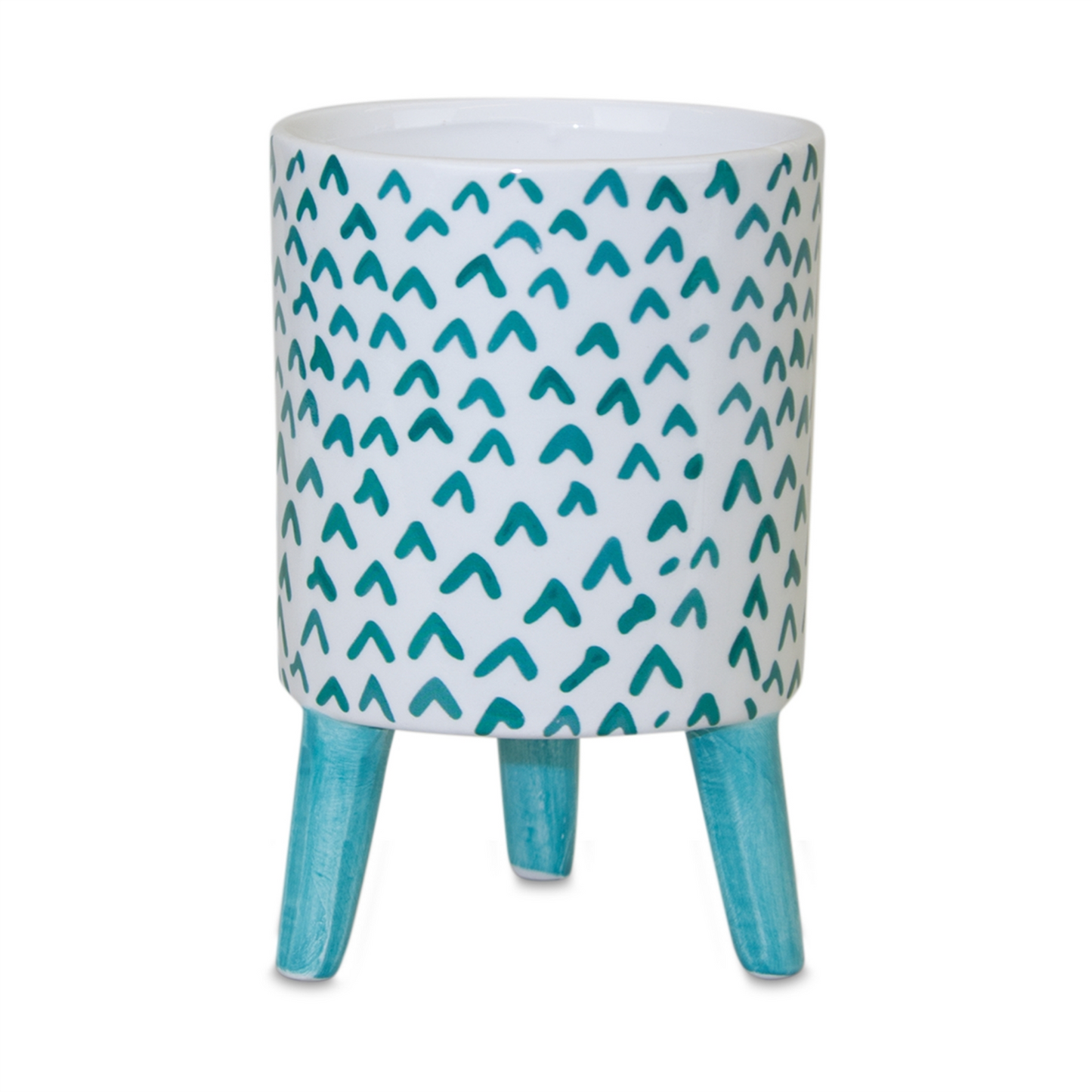 Blue Patterned Pot with Legs (Set of 2)