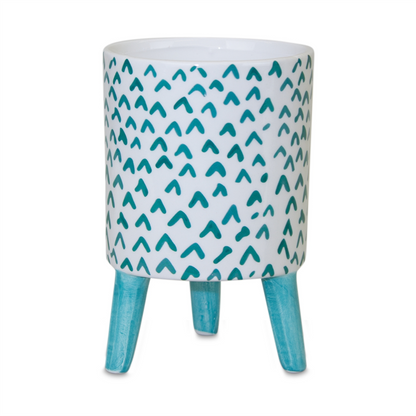 Blue Patterned Pot with Legs (Set of 2)