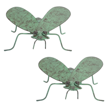Iron Metal Bumble Bee Garden Accent (Set of 2)