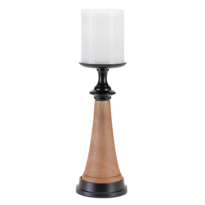 Tapered Wood and Metal Candle Holder (Set of 2)