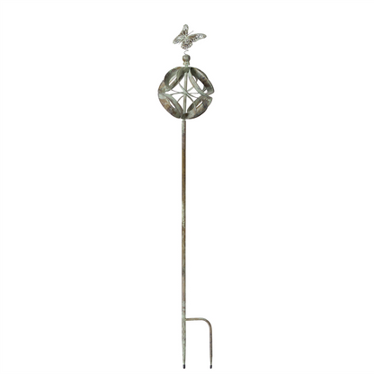Ornamental Metal Garden Stake with Bird and Insect Accents (Set of 3)