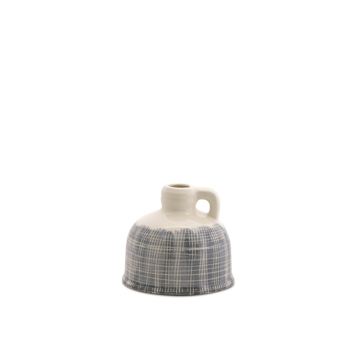 Terra Cotta Jug Vase with Navy Criss Cross Pattern (Set of 3)
