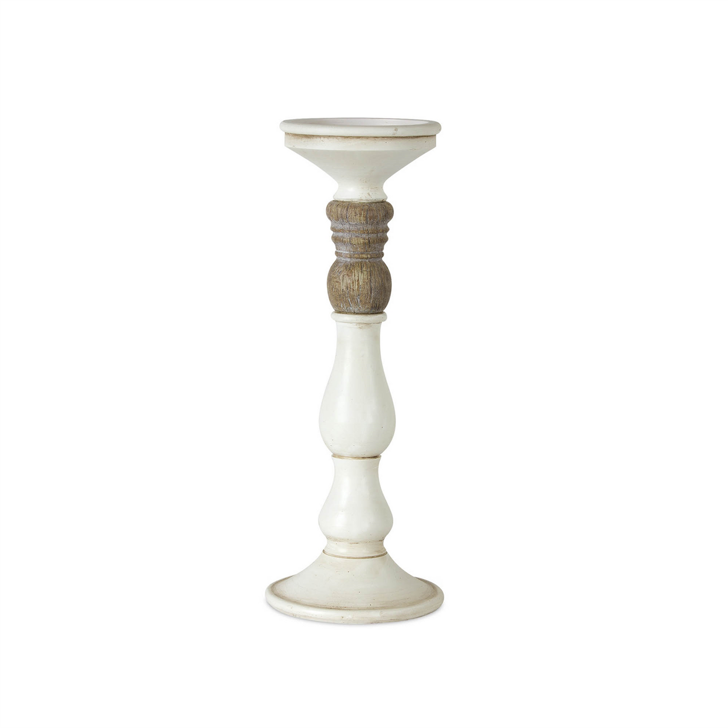Ivory Candle Holder with Wood Accent (Set of 3)