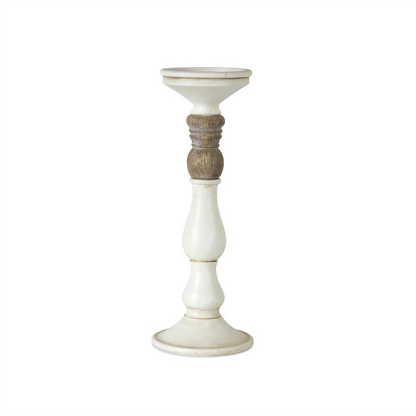 Ivory Candle Holder with Wood Accent (Set of 3)