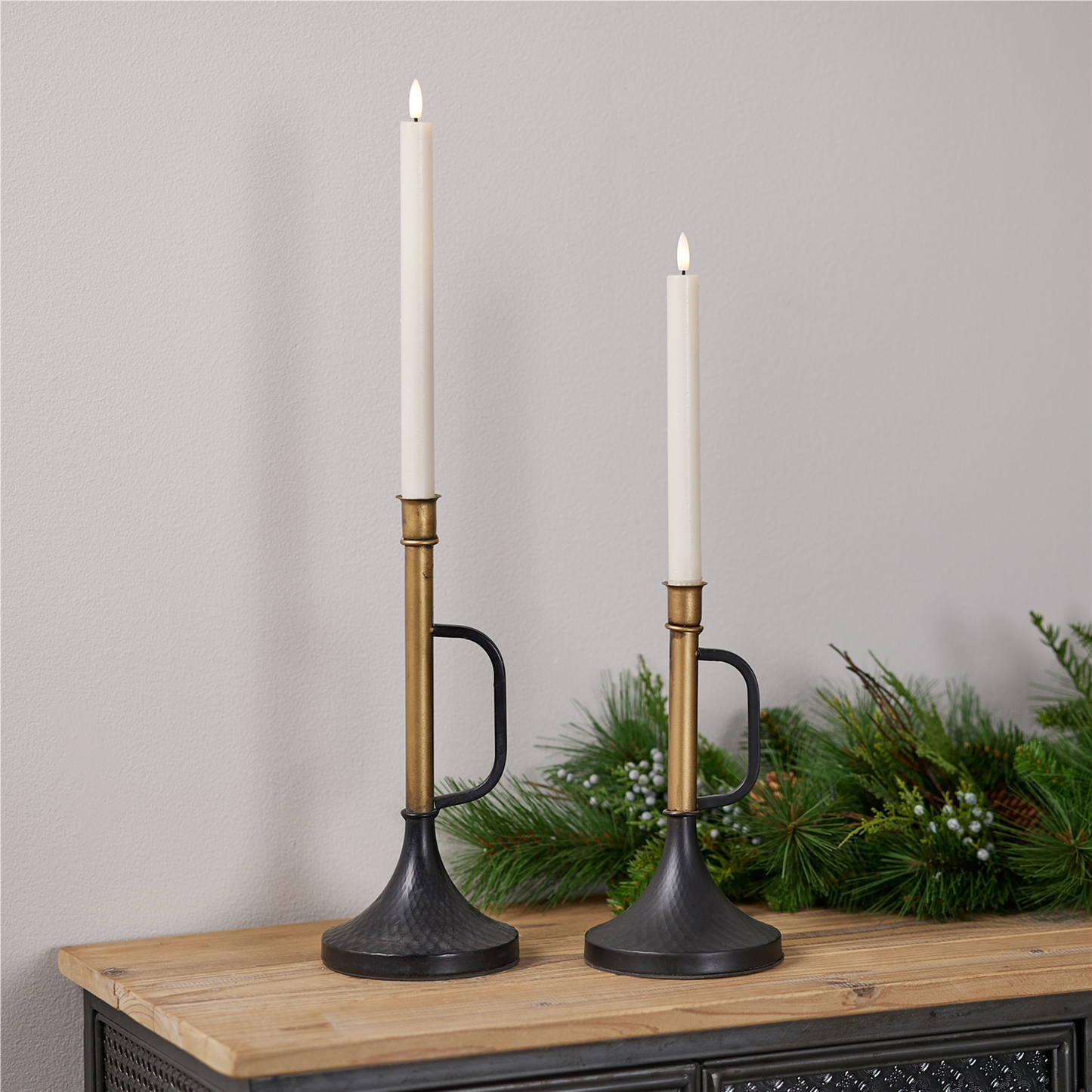 Metal Trumpet Taper Candle Holder (Set of 2)