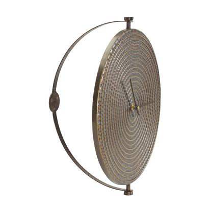 Bronze Metal Wall Clock with Suspended Stand 15"D