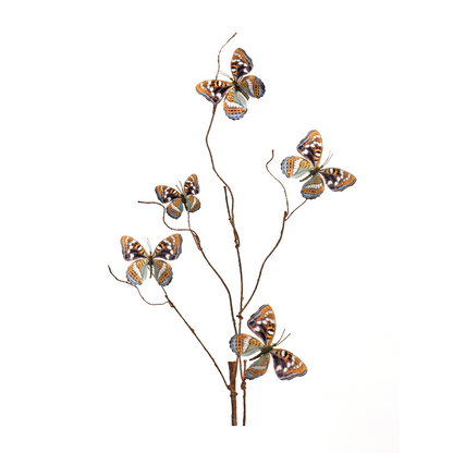 Blue and Orange Wire Butterfly Spray (Set of 6)