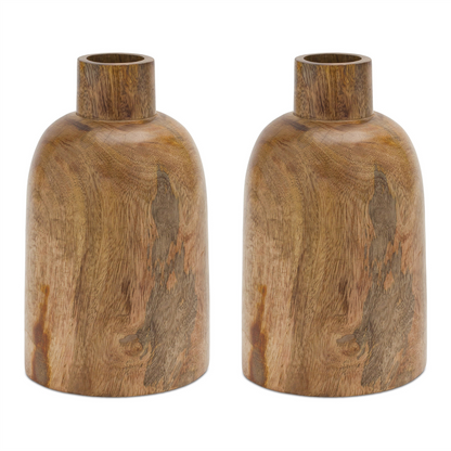 Vase (Set of 2) 8.75”H Wood