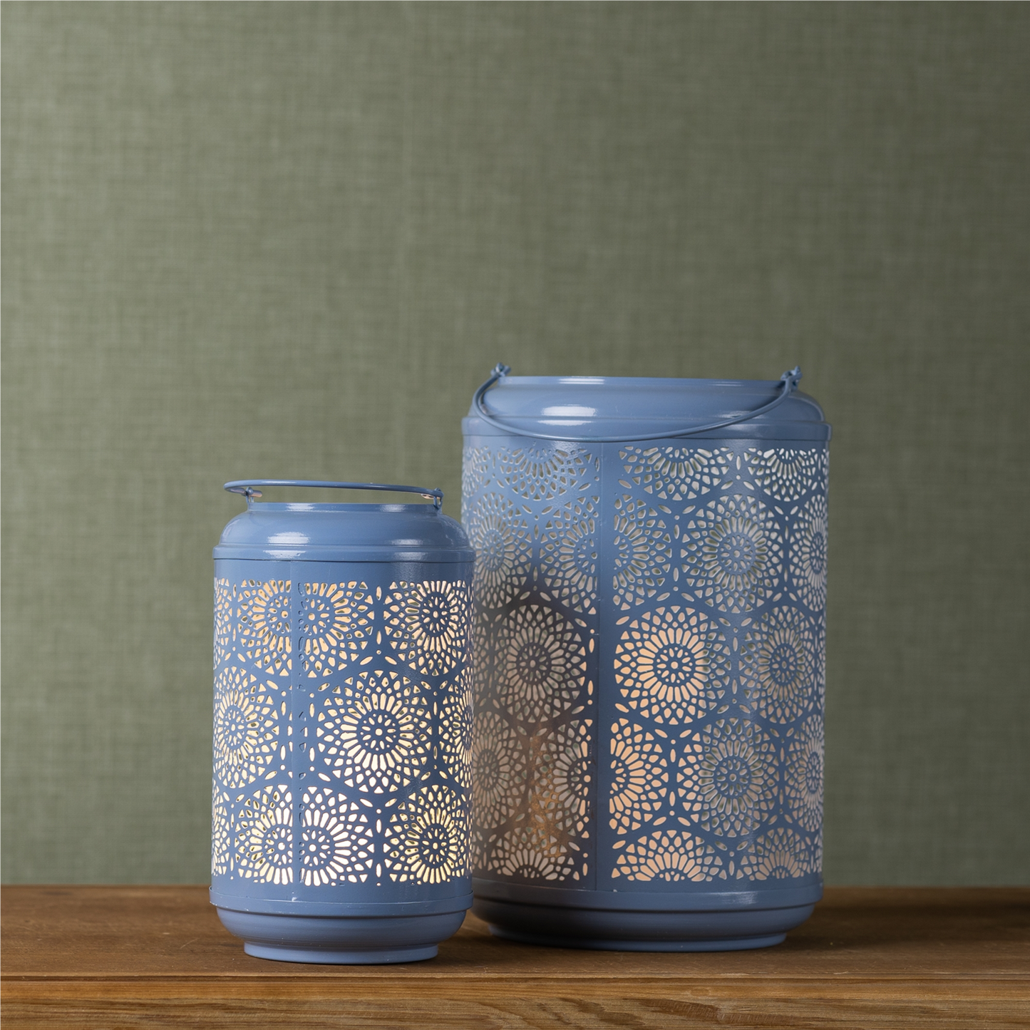 Punched Metal Lantern Candle Holder (Set of 2)