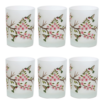 Glass Hummingbird Votive Candle Holder (Set of 6)