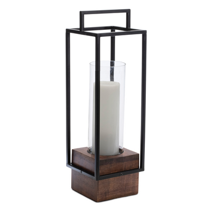 Wood Candle Holder with Iron Frame 20"H